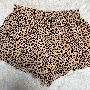 Charlie Holiday leopard feline print  rayon casual  shorts with pockets